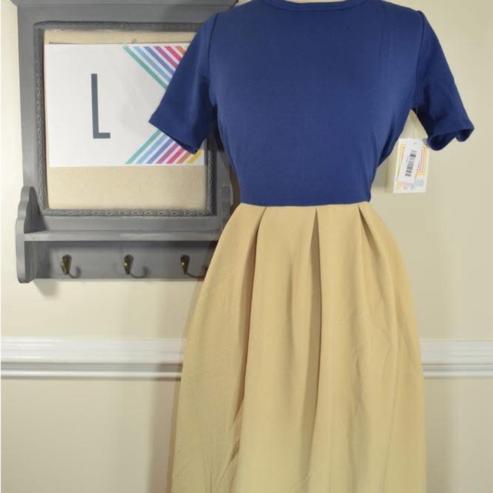 LuLaRoe Amelia - Blue and Yellow Dress